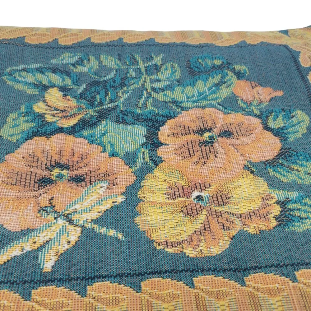 Vtg Needlepoint Tapestry Floral Pillow Zip Sham Case 13.75